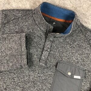 Woolrich Mens L Gray Heathered Fleece Quarter Snap Pullover Sweatshirt